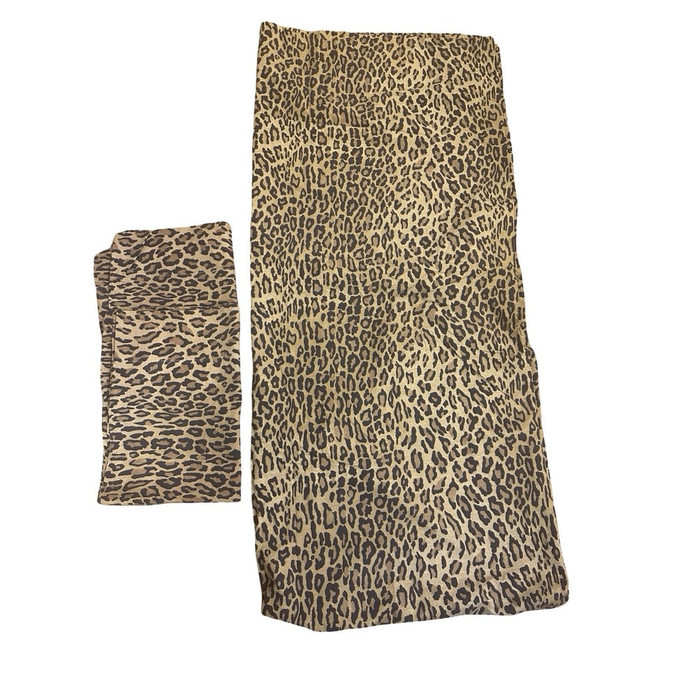 Ralph Lauren Guinevere Aragon Leopard Queen Flat Sheet & 2 Standard Pillow Cases